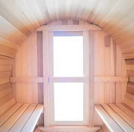 Modern Outdoor Square Sauna with Full Glass Front, LED Lighting & Smart Control